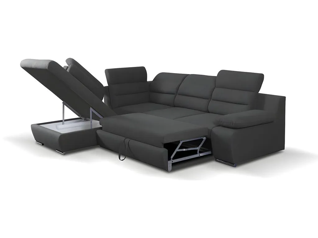 Sofá cama rinconero de tela Sancaldeco - Antracita - Ángulo izquierdo FGYY30313
