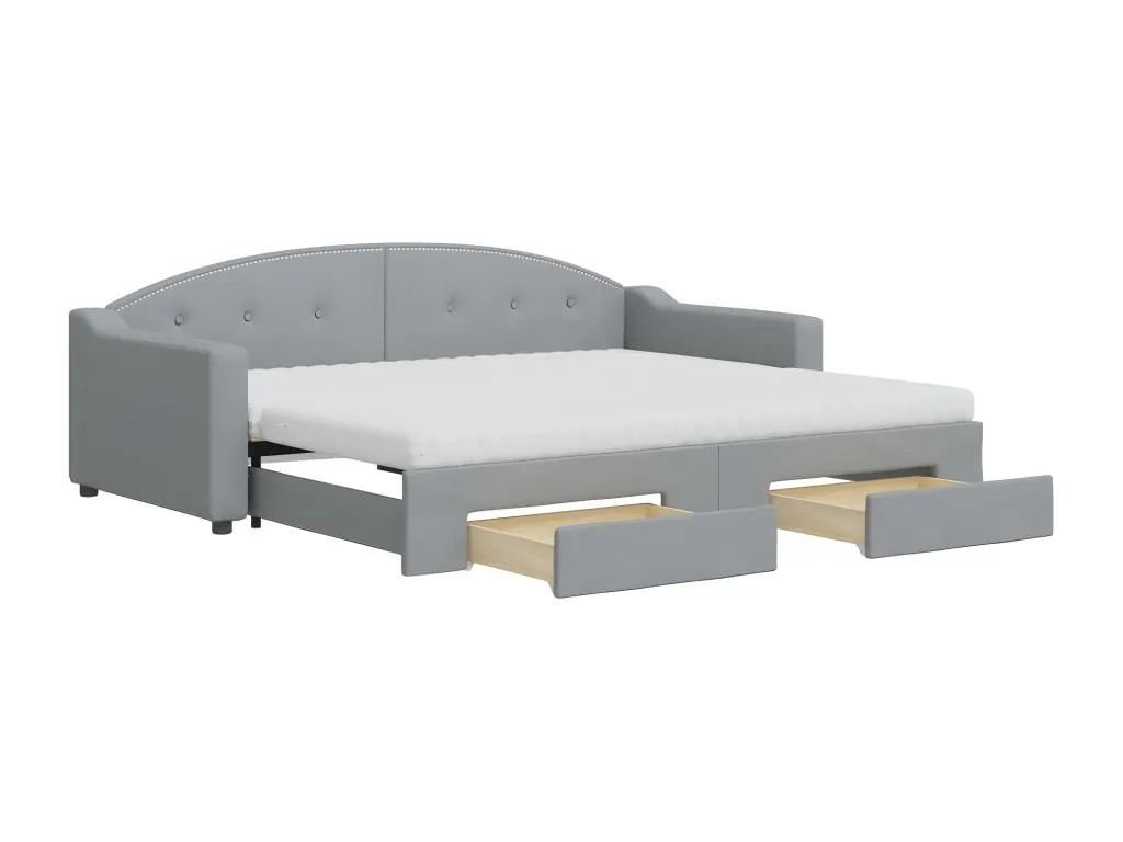 Sofá cama Decocasaes con cajones tela gris claro 90x200 cm dpog01976
