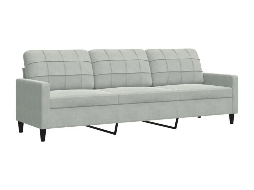 Sofá de 3 plazas terciopelo gris claro 210 cm QJJQ28526
