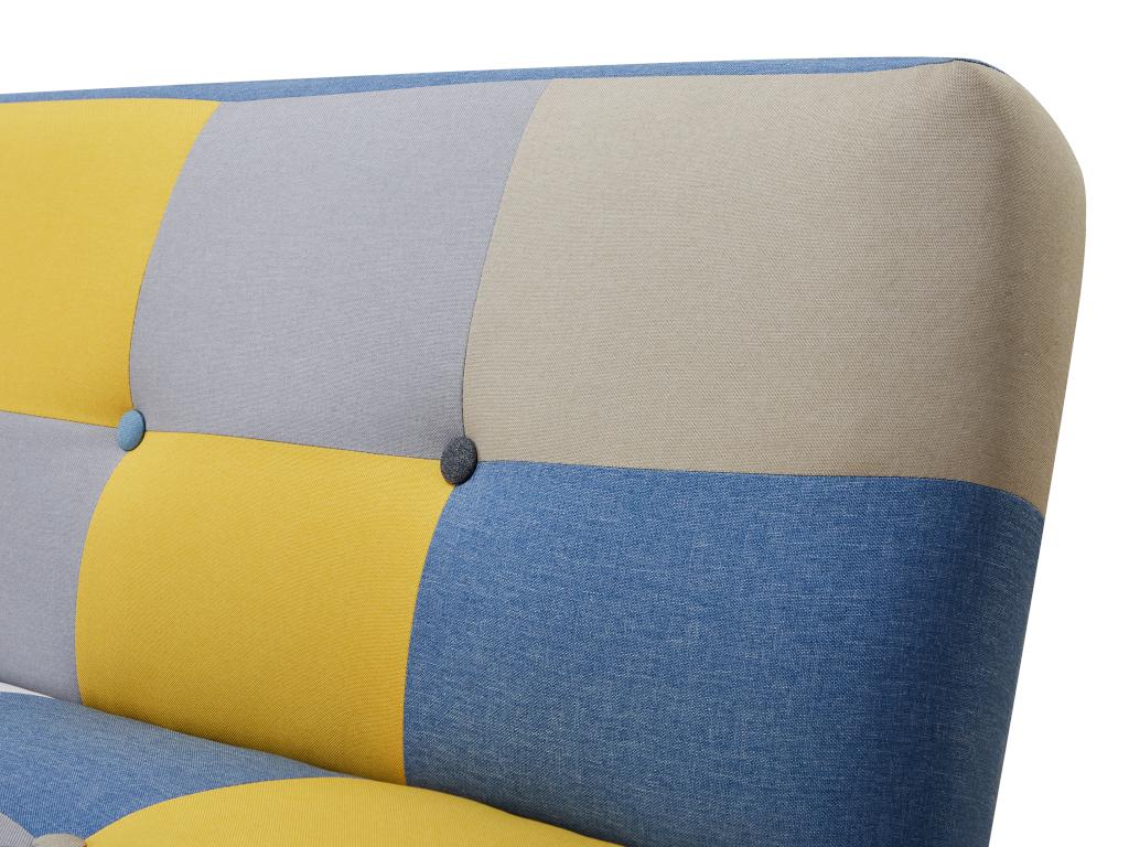 Sofá cama de tres plazas en tejido multicolor