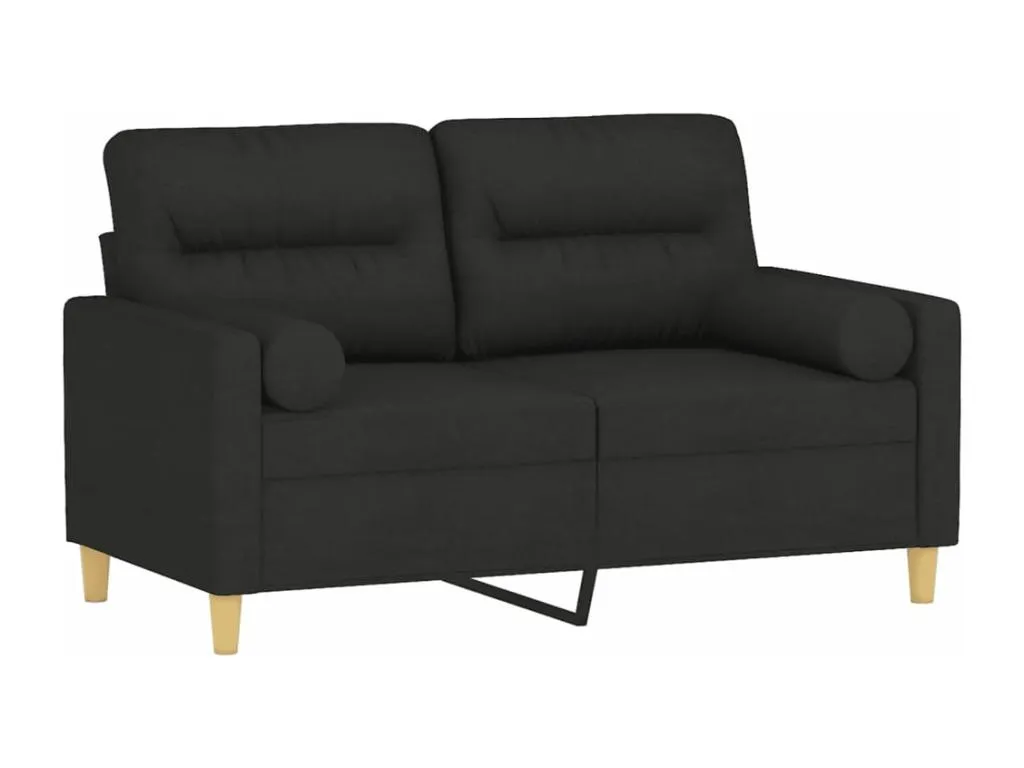 Sofá de 2 plazas con cojines tela negro 120 cm