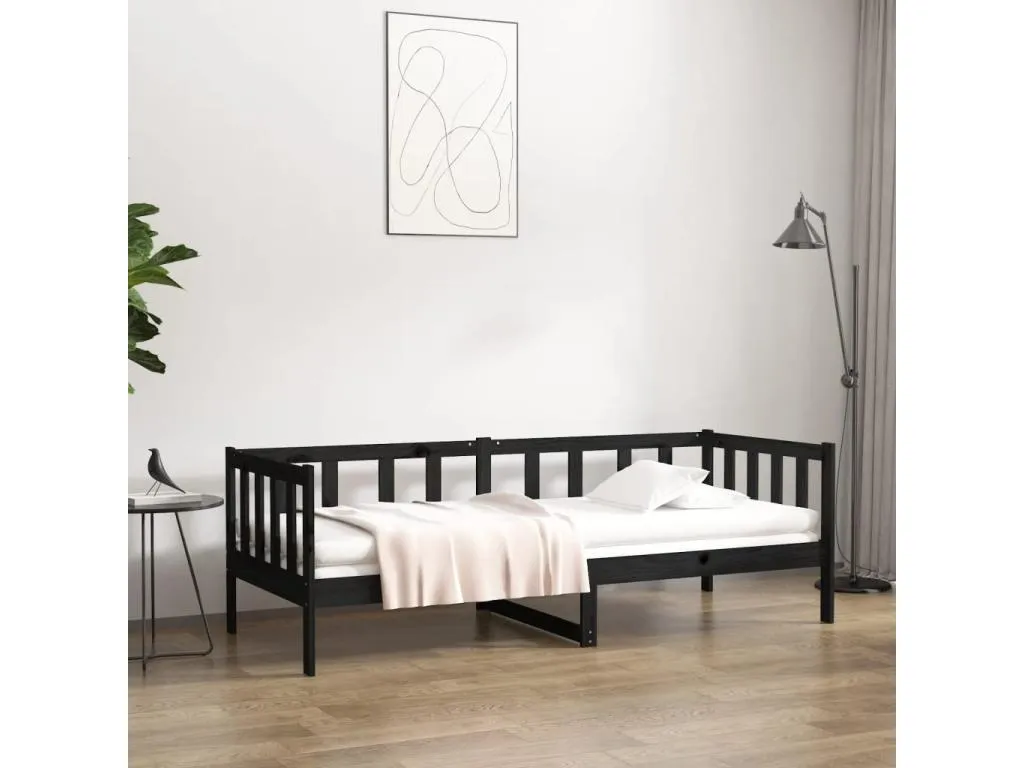 Sofá cama negro 80x200 cm Decoencanto maciza de Decoencanto