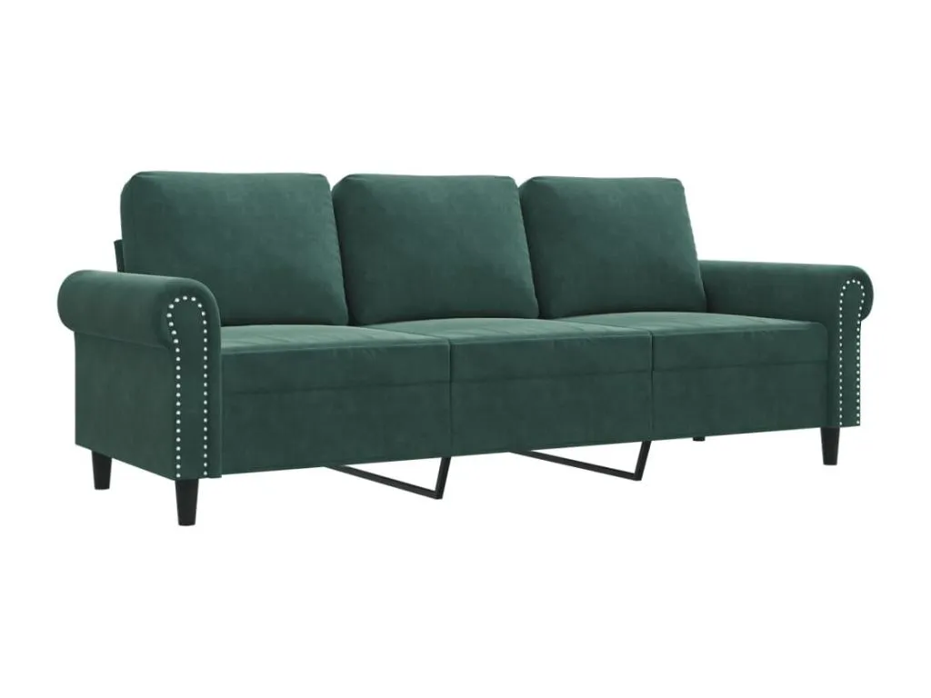 Sofá de 3 plazas terciopelo verde oscuro 180 cm cooi50292