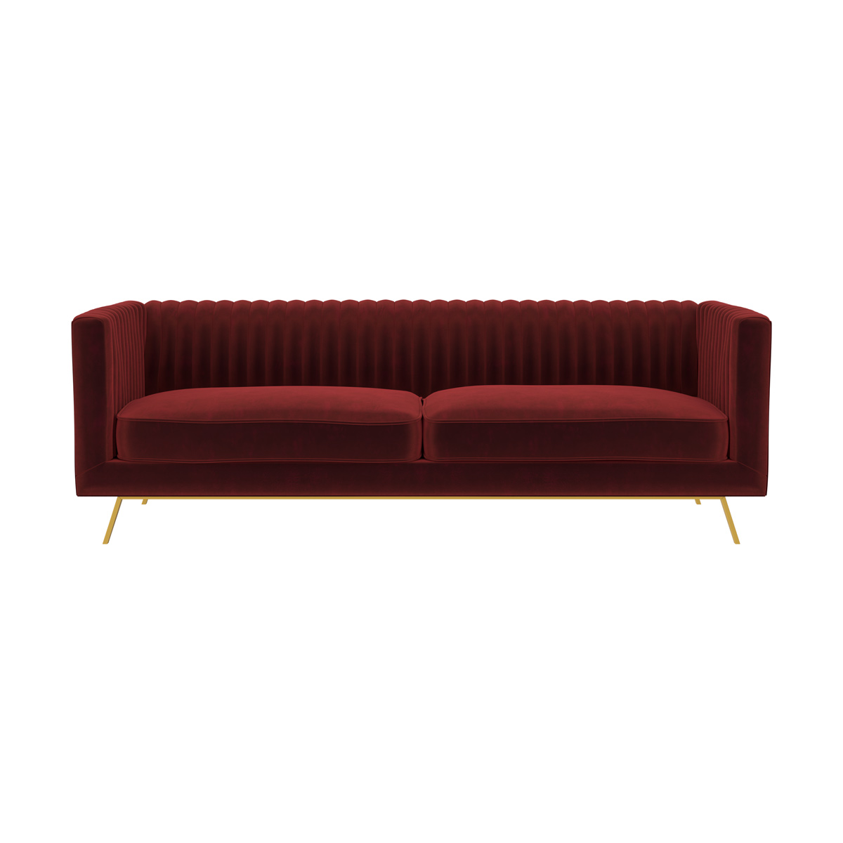 Sofá de 3 plazas en terciopelo burdeos elegante fh7218n0