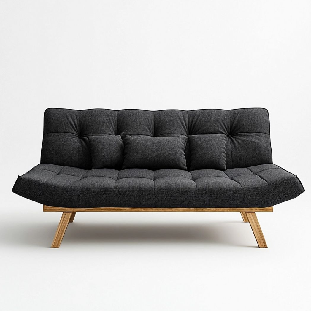 Sofá Cama Moderno Tapizado Tela Gris Oscuro para Sala 180x85x85 cm