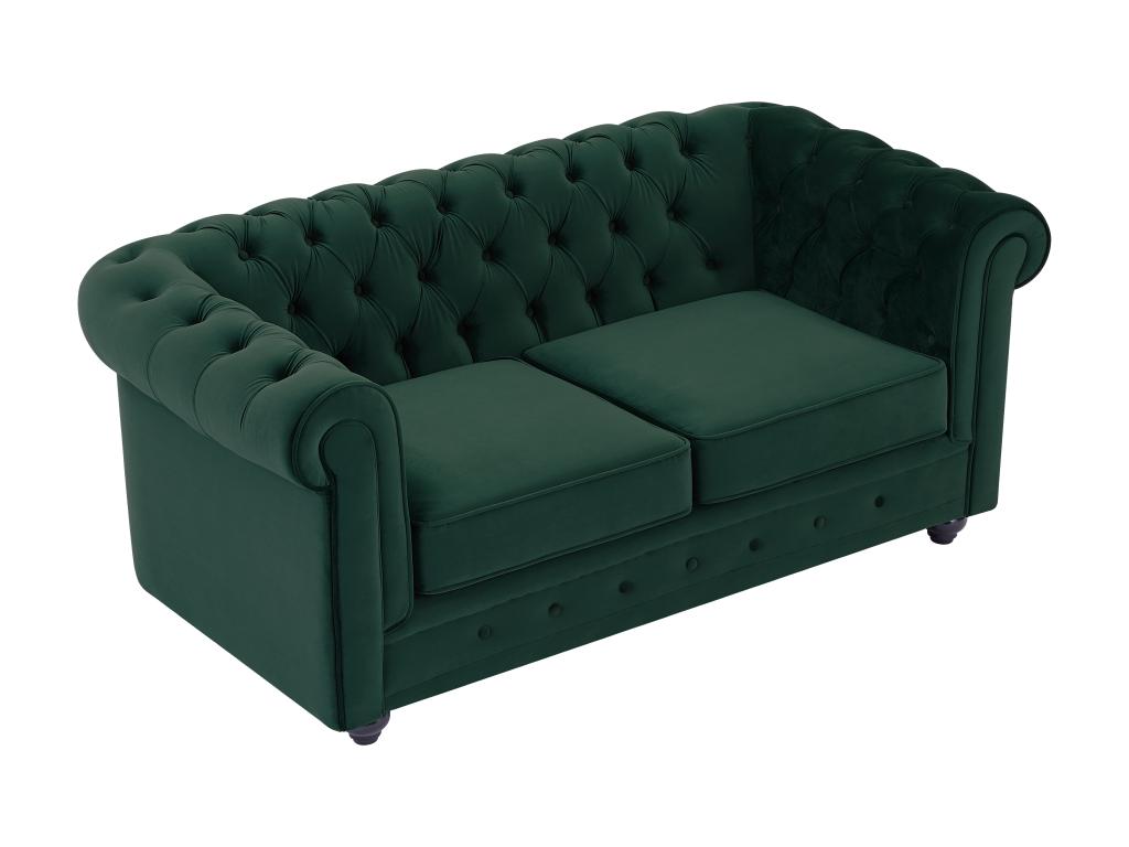 Sofá de dos plazas tapizado en terciopelo verde Lluesmahome EH7367036
