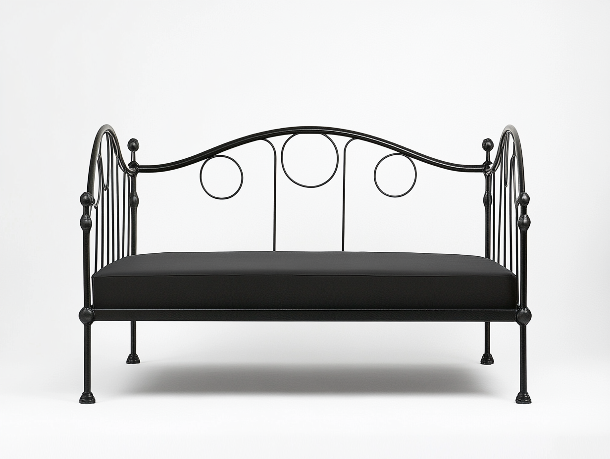 Sofá cama de metal negro estilo moderno para dormitorio 195x90x90 cm funcional y elegante