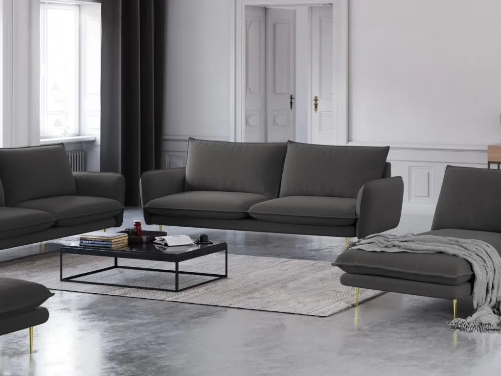 Casabellaes - Sofá Casabellaes 3 plazas de tejido estructural gris oscuro - 200x92x95cm DFLS25998
