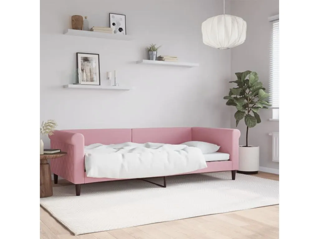 Sofá cama terciopelo rosa 90x200 cm