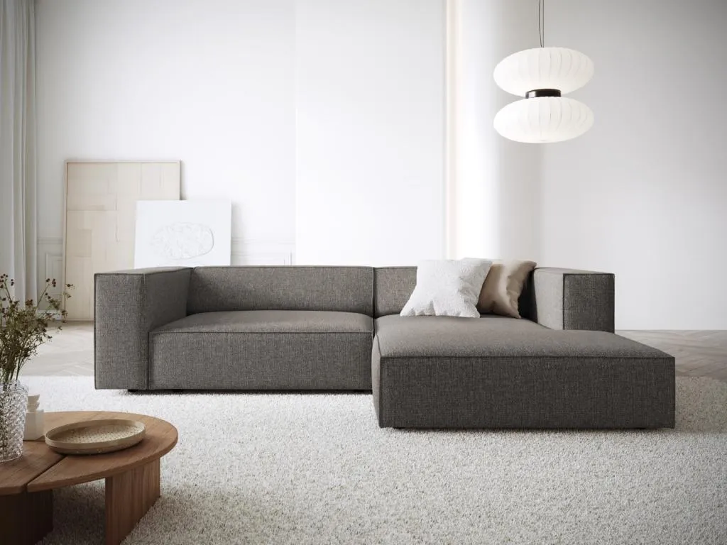 Casabellaes - Sofá esquinero derecho Casabellaes 3 plazas de tejido chenilla gris - 224x166x70cm 52944VKDR
