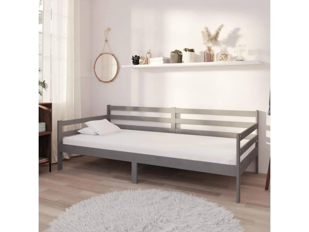 Sofá cama con colchón Decocasaes maciza gris 90x200 cm 54292gzmm