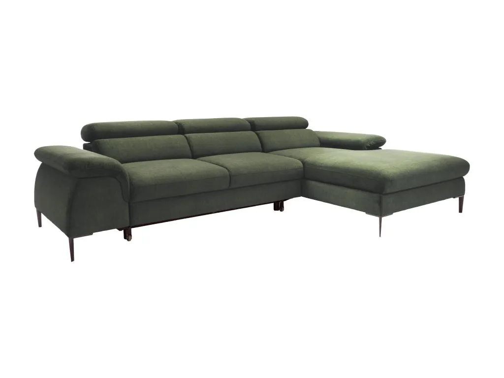 Sofá rinconero cama de terciopelo verde Biocasahogar orientación derecha NB3801429