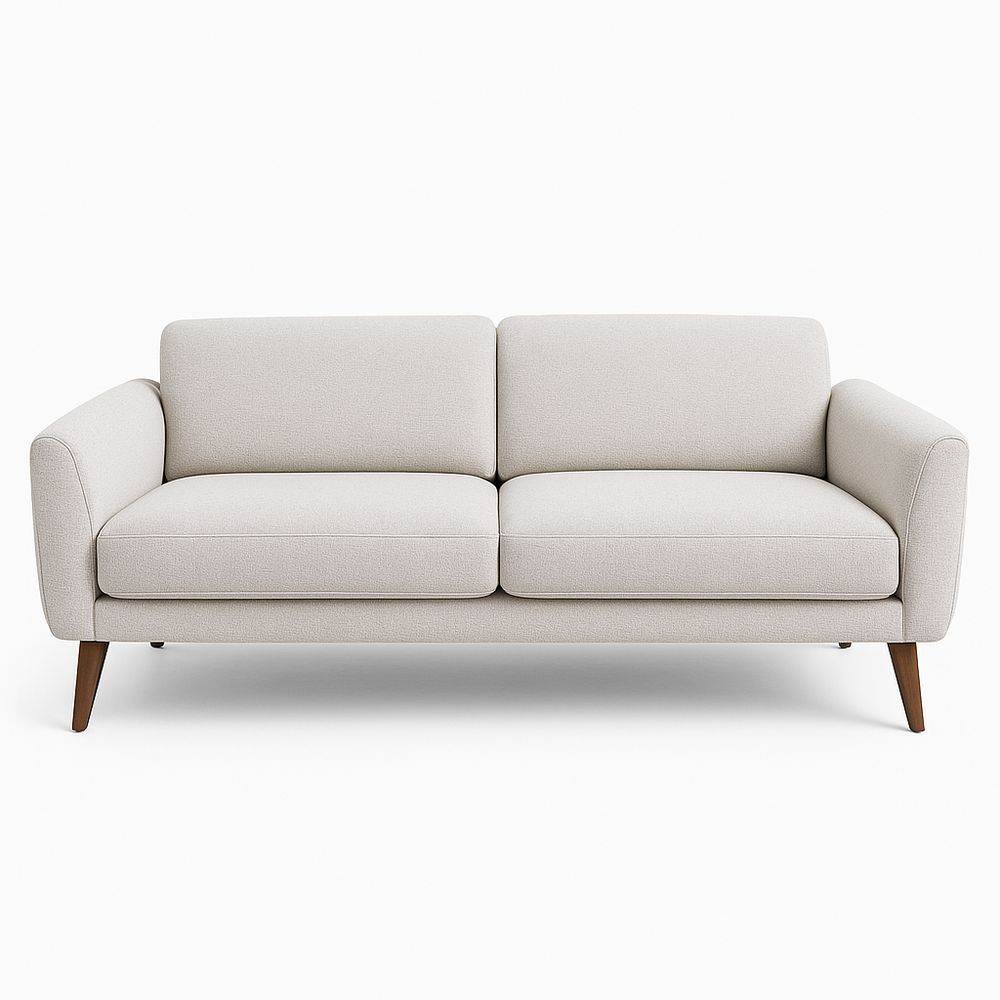 Sofá Moderno de Tela Beige con Patas de Madera, Estilo Contemporáneo, Sofá de 2 Plazas, Ideal para Sala de Estar