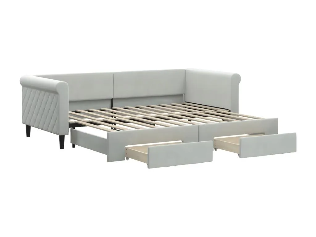 Sofá cama Patriciabaezcasa con cajones terciopelo gris claro 90x200 cm