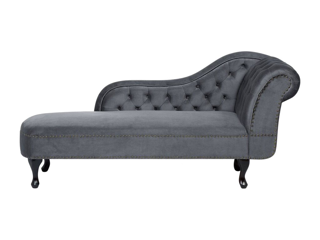 Chaise longue de terciopelo gris derecho NIMES