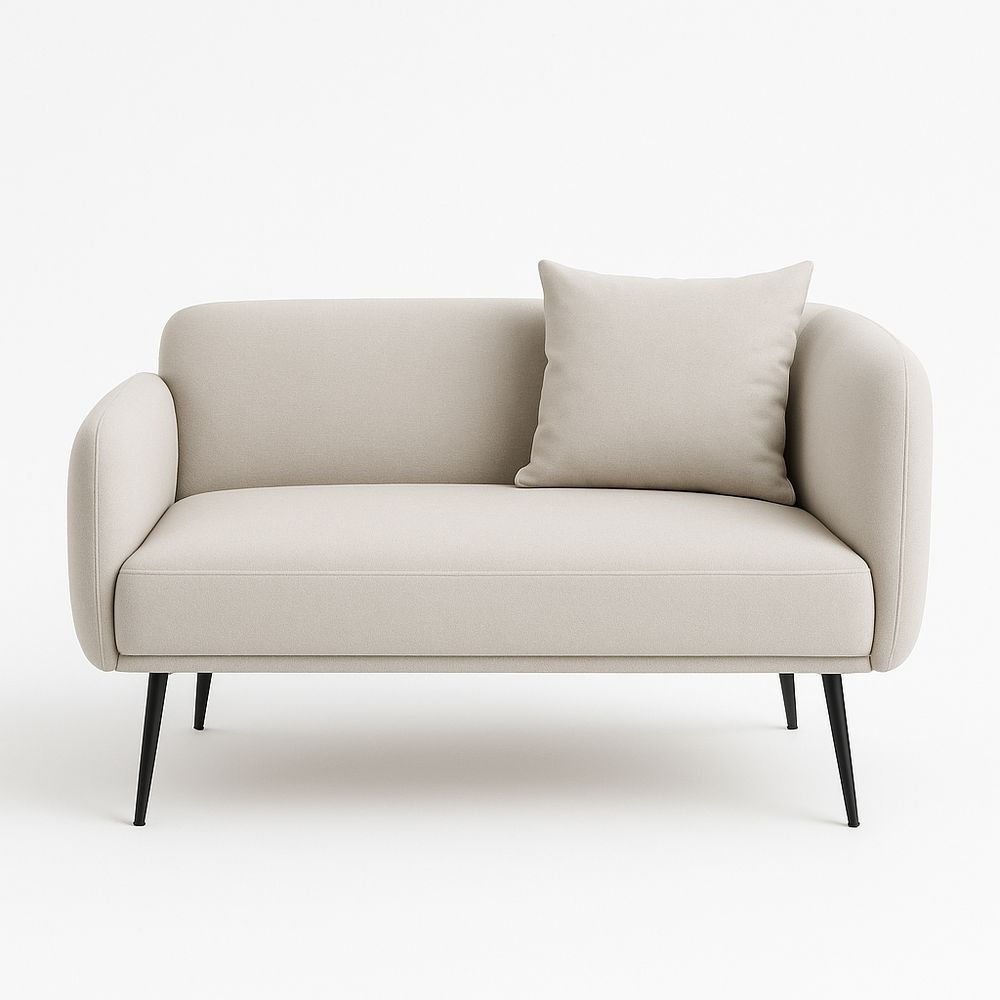 Sofá Beige Salón Moderno 2 Plazas Tela Minimalista