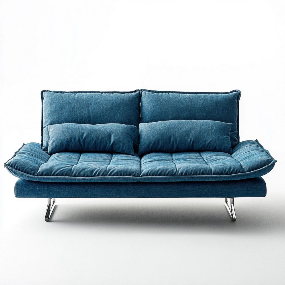 Sofá Cama Tela Salón Moderno 200x90cm Convertible Azul