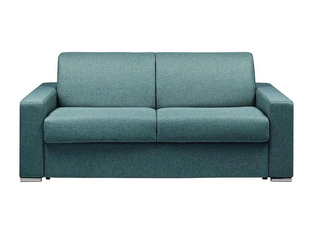 Sofá cama de apertura rápida 3 plazas de tela Banakdecoracion - Azul - Cama 140 cm - Colchón 18 cm 55082FOAF