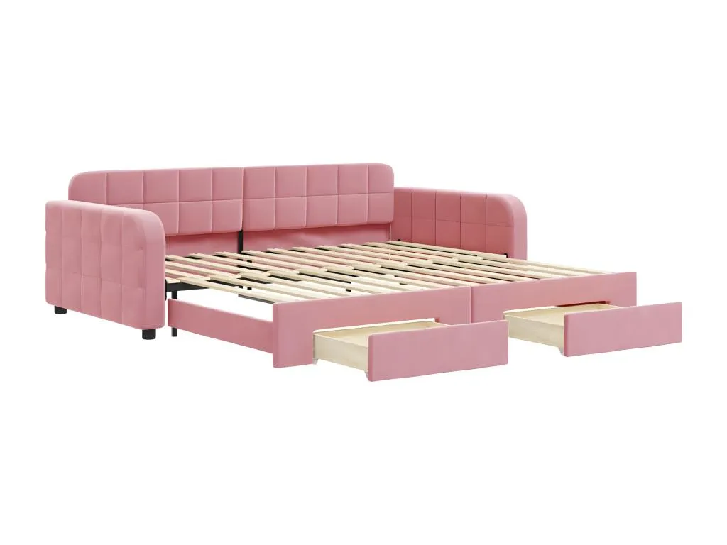 Sofá cama Andreuworldcasa y cajones terciopelo rosa 100x200 cm
