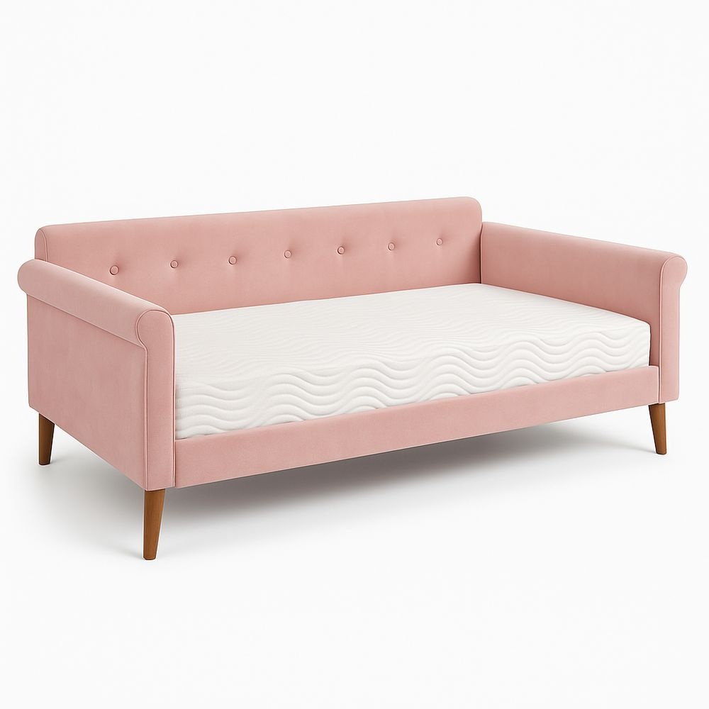 Sofá cama 200x90 cm salón terciopelo rosa moderno