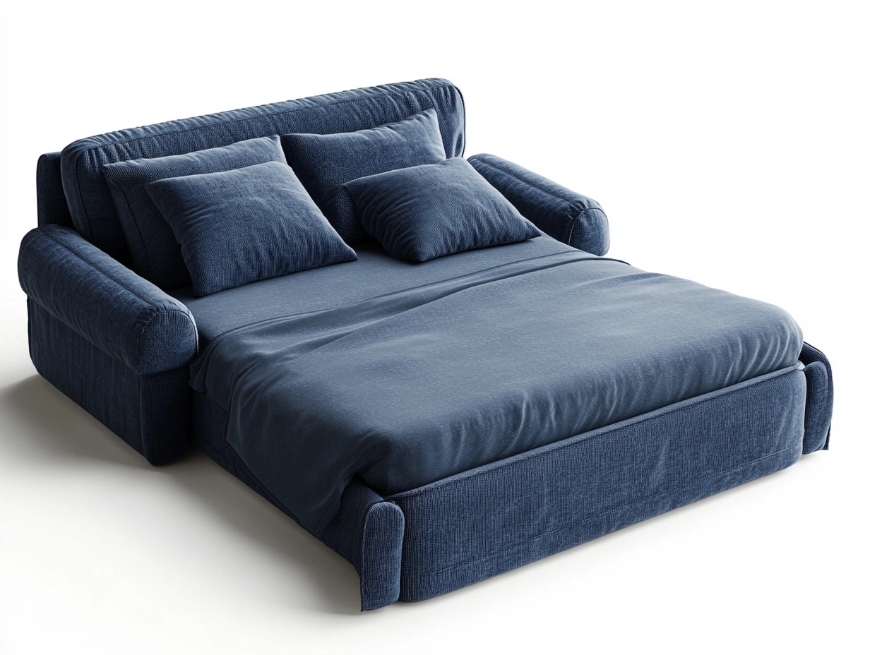 Sofá Cama Azul de Tela 200x120 cm