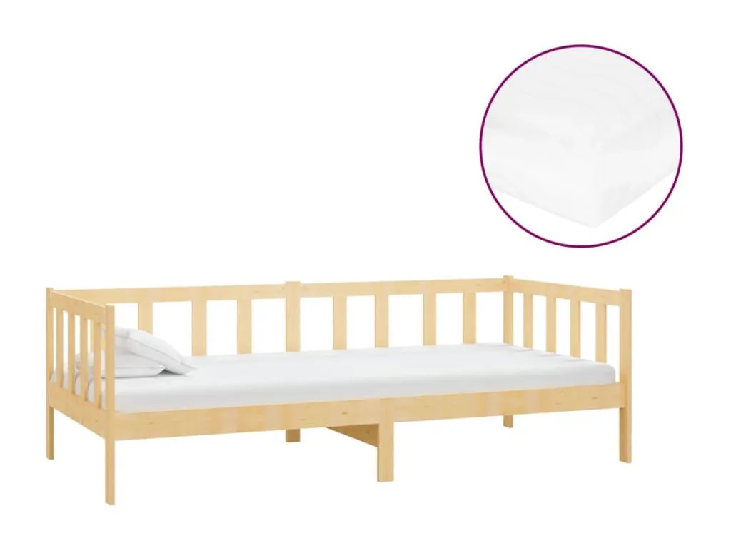 Sofá cama individual con estructura en madera maciza 90x200 cm Decohoguera CN1725389