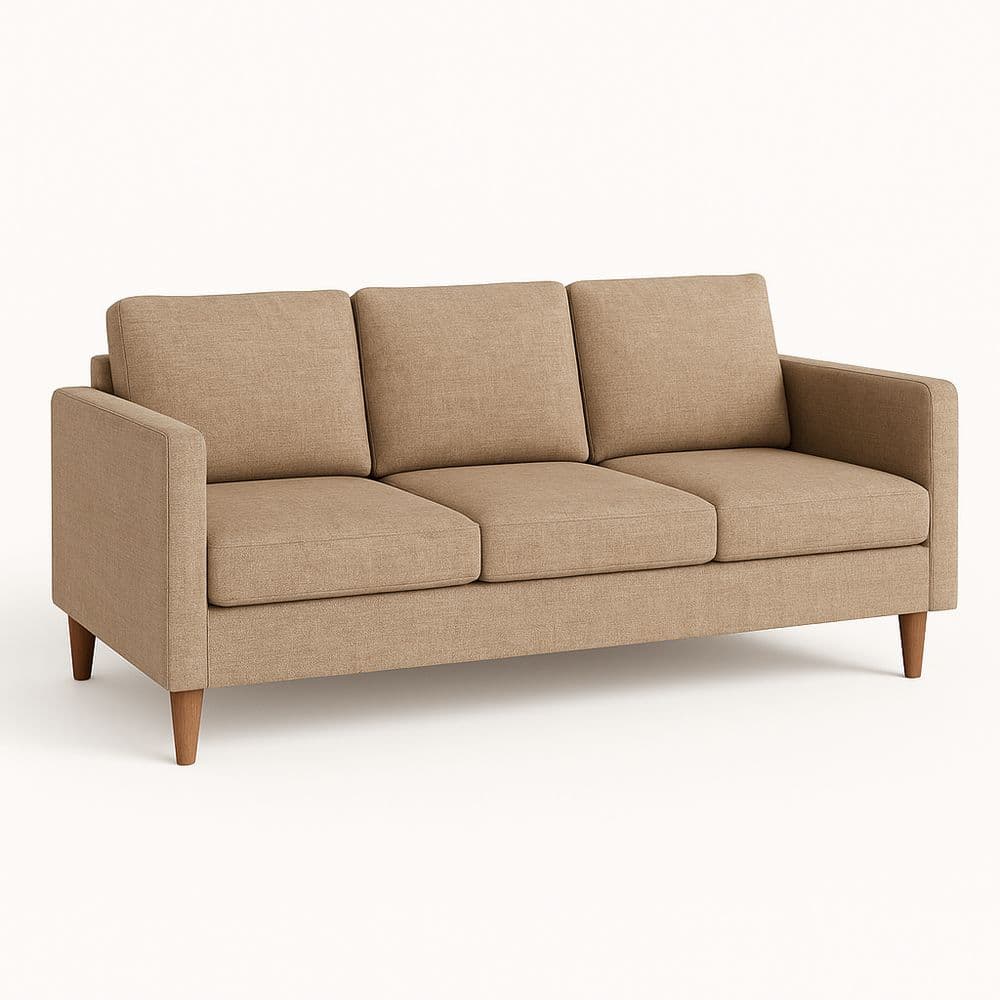 Sofá de 3 Plazas Beige en Tela de Lino 200x90x85 cm