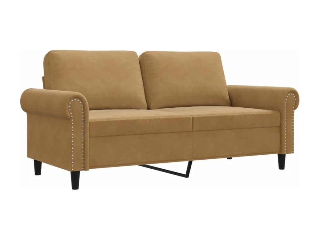 Sofá de 2 plazas terciopelo marrón 140 cm