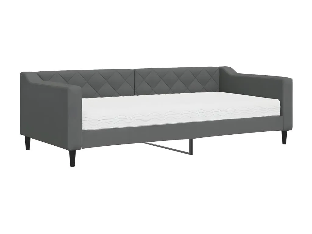Sofá cama con colchón en tela gris oscuro 90x200 cm diseño funcional