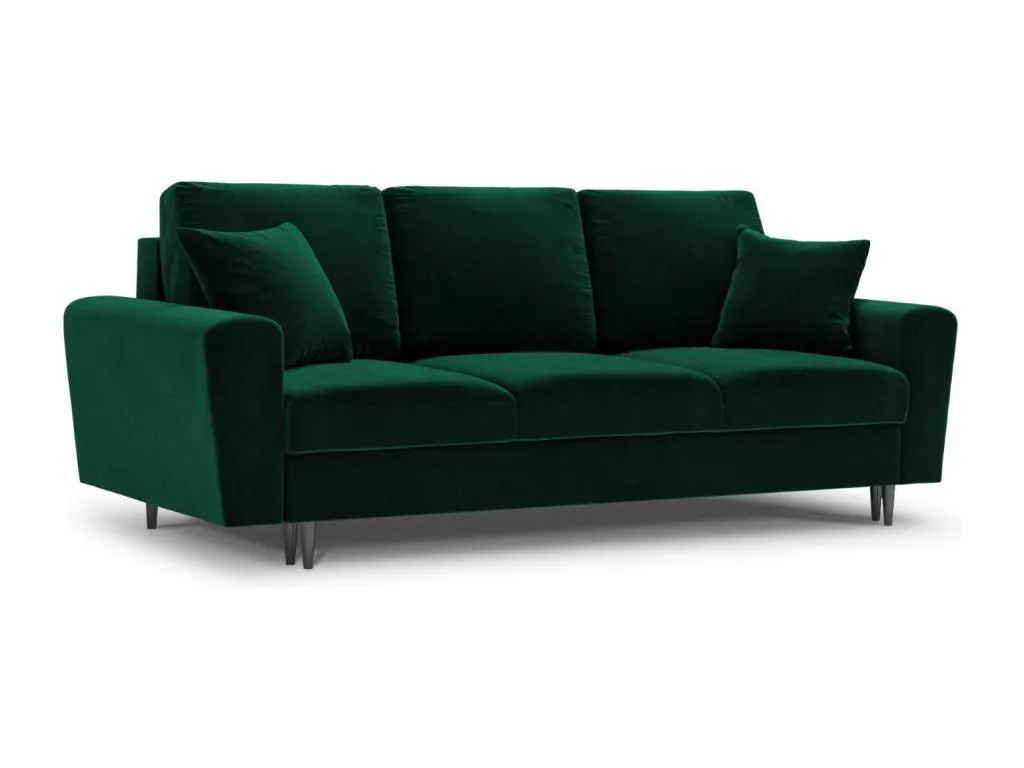 Casabellaes - Sofá cama con baúl de almacenaje Casabellaes 3 plazas de terciopelo verde botella - 235x100x88cm 62056VBBU