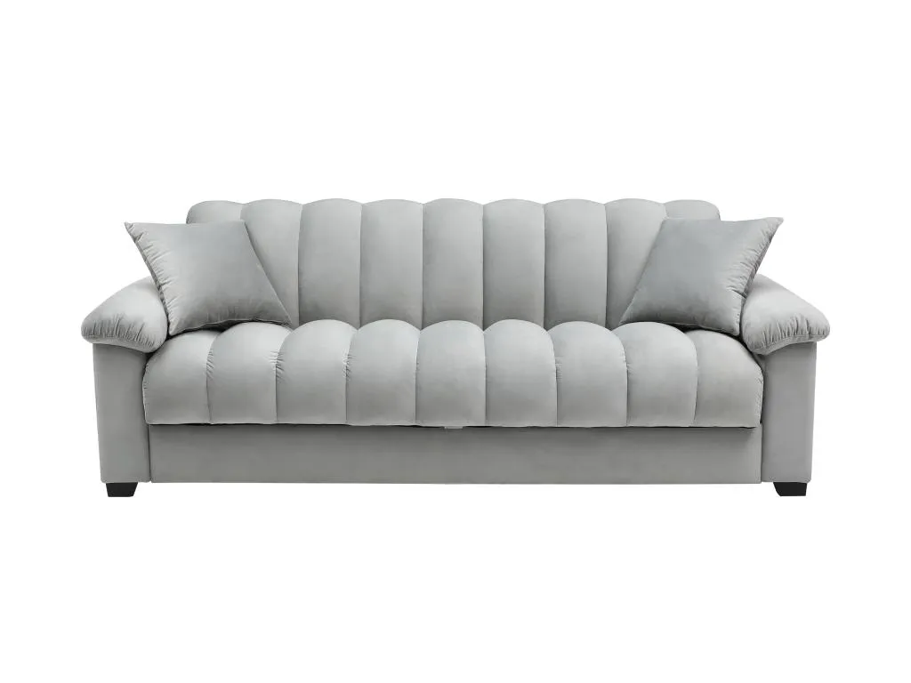 Sofá cama de 3 plazas en terciopelo gris. kcd410937