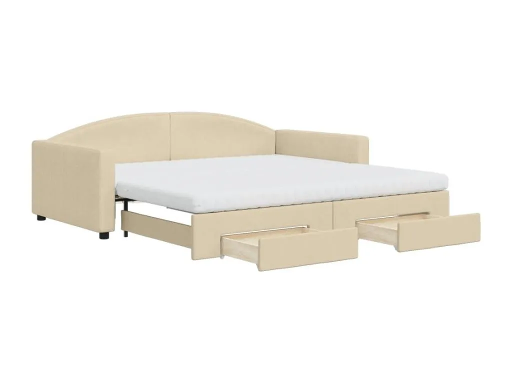 Sofá cama Patriciabaezcasa con cajones tela color crema 100x200 cm