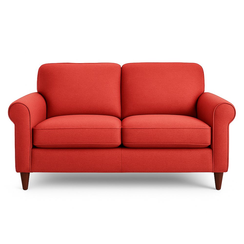 Sofá de dos plazas rojo,moderno,tapizado en tela,estructura de madera,ideal para sala de estar