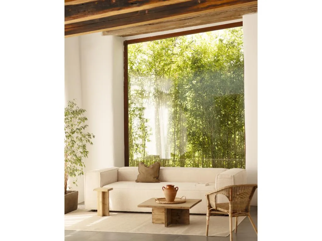 Sofá de 4 plazas de bouclé color beige de 260x110cm - Decoencanto