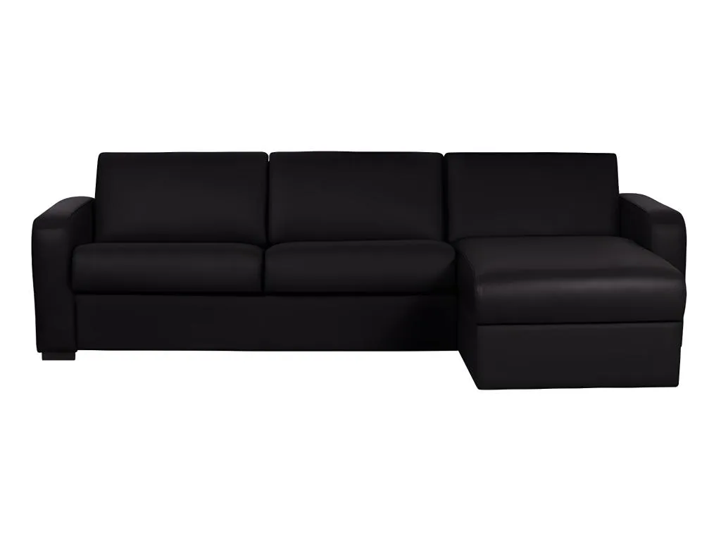 Sofá cama rinconera de piel con sistema de apertura italiano Hogarmini - Negro - Ángulo derecho kffq81154