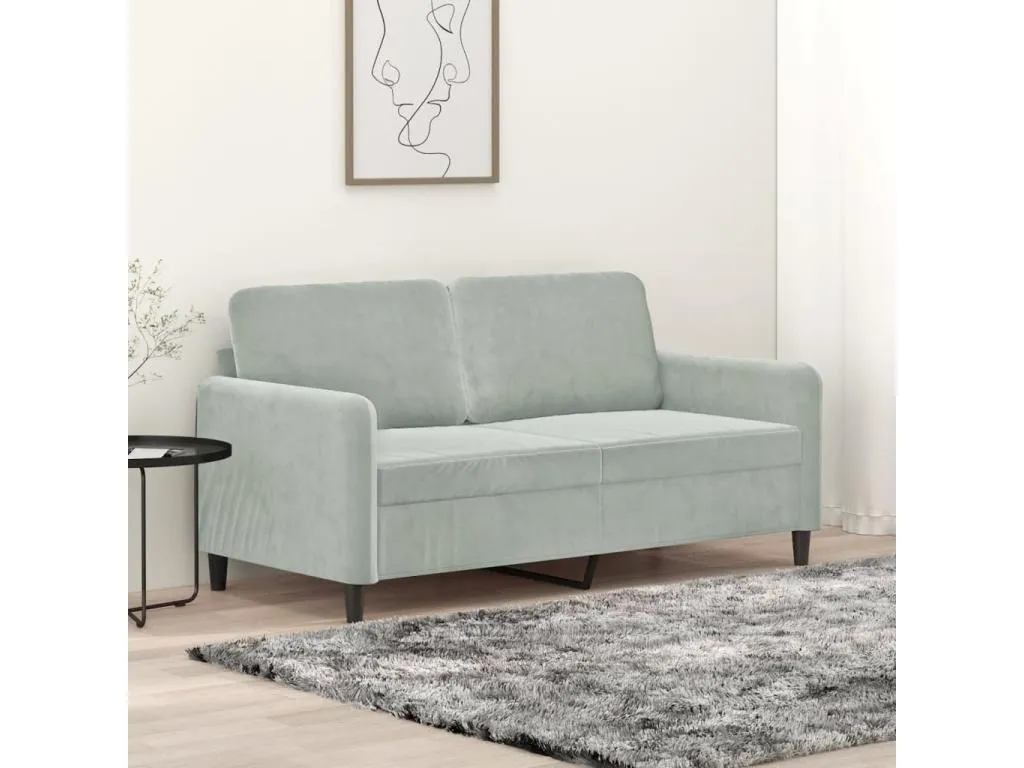 Sofá de 2 plazas de terciopelo gris claro 140 cm