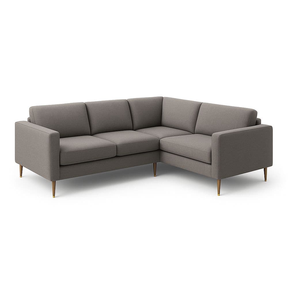 Sofá rinconero de 3 plazas de tela gris lino 230x230x85 cm