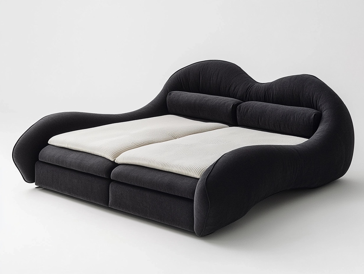 Sofá cama moderno negro y blanco para sala de estar diseño contemporáneo 200x160cm tapizado en tela multifunción EK0132131