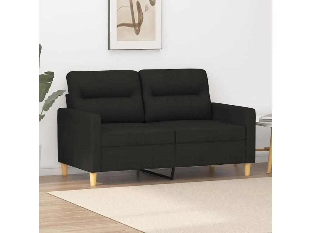 Sofá de 2 plazas de tela negro 120 cm