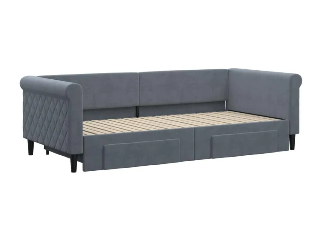 Sofá cama Vivirsingular con cajones terciopelo blanco oscuro 90x200 cm wrdv04544