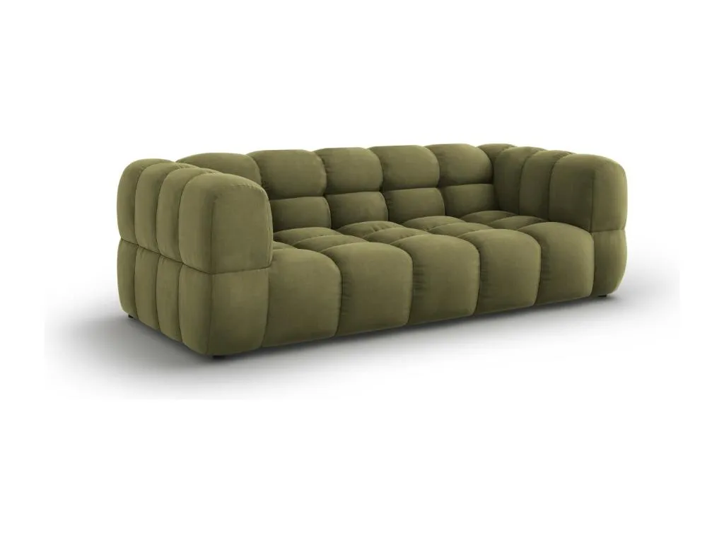 Decoencanto - Sofá Sky 3 plazas de terciopelo verde claro - 214x102x75cm