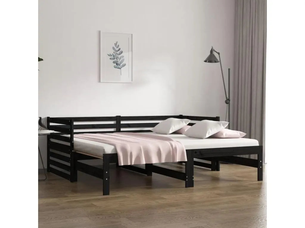 Sofá cama extraíble Homepleno maciza de Homepleno negro 2x(80x200) cm 70278uihi