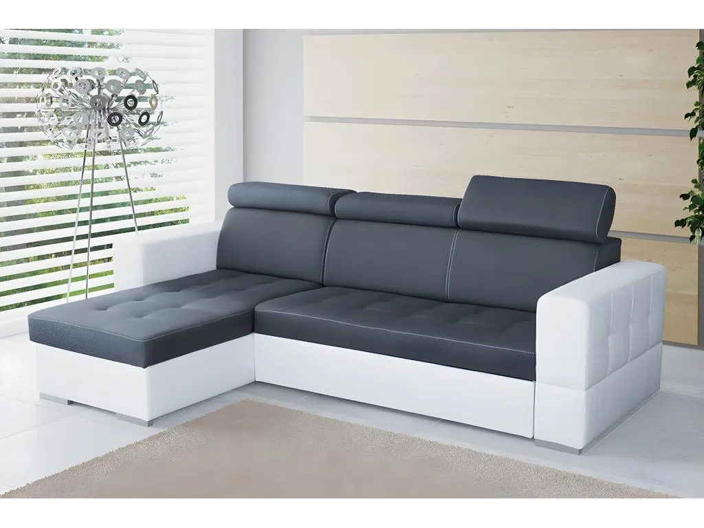 Sofá rinconero Nidovia 106 gris con función de descanso y caja de ropa de cama 265x175x101 cm. zoj1700883
