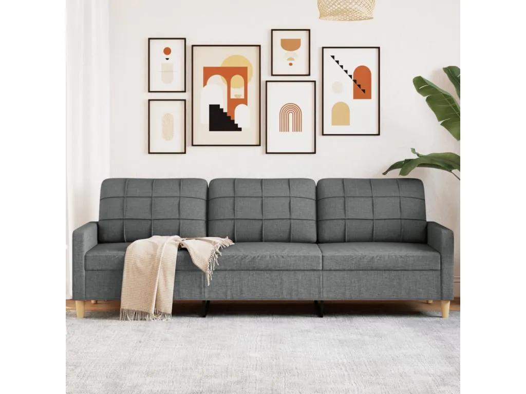 Sofá de 3 plazas de tela gris oscuro 210 cm 21179FGPN