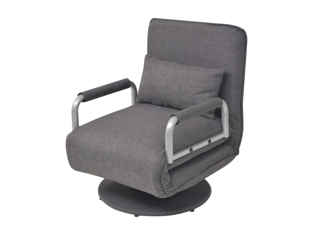 Silla giratoria y sofá cama Joliven gris oscuro
