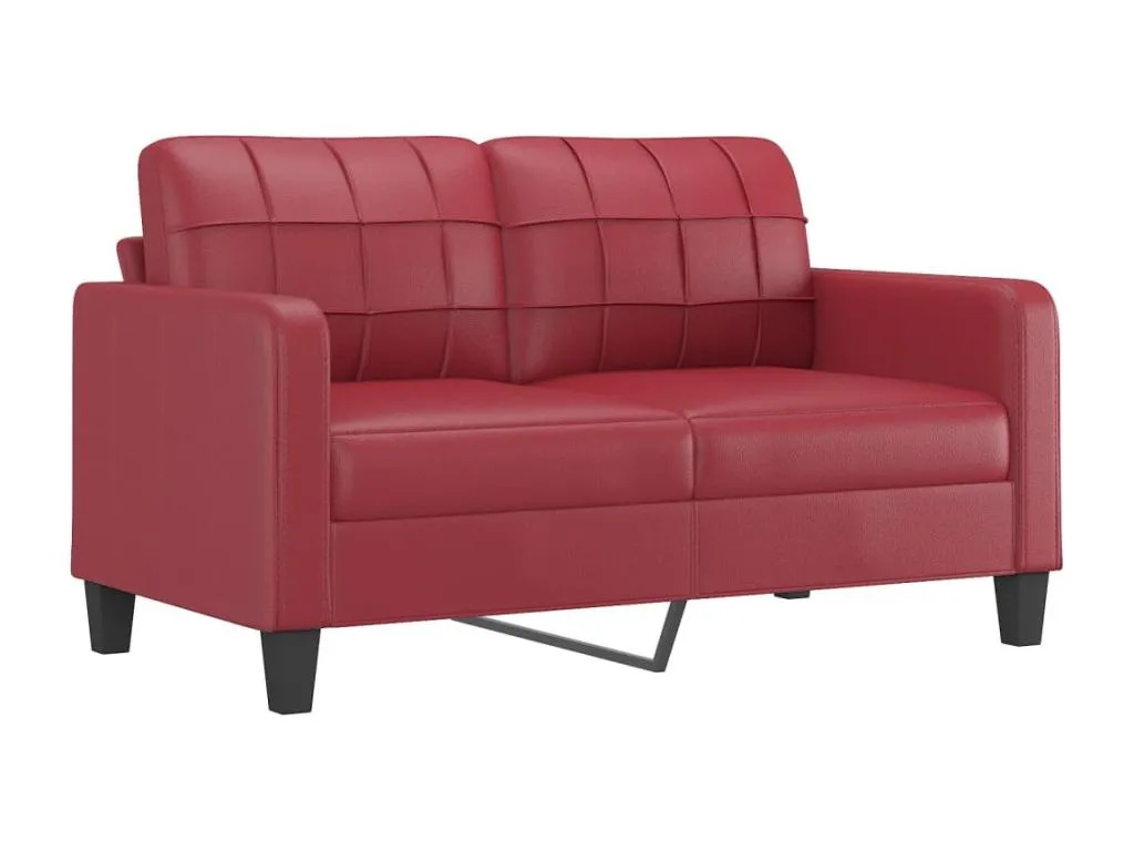 Sofá de 2 plazas de cuero sintético rojo vino 140 cm