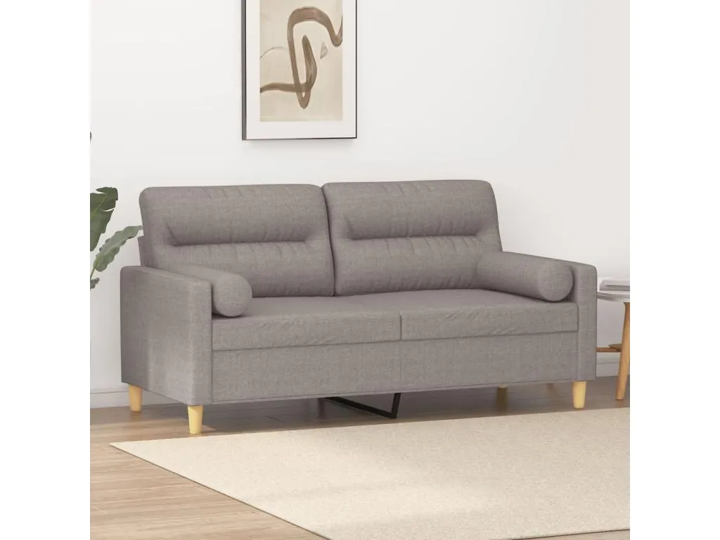 Sofá de 2 plazas con cojines tela gris taupe 140 cm
