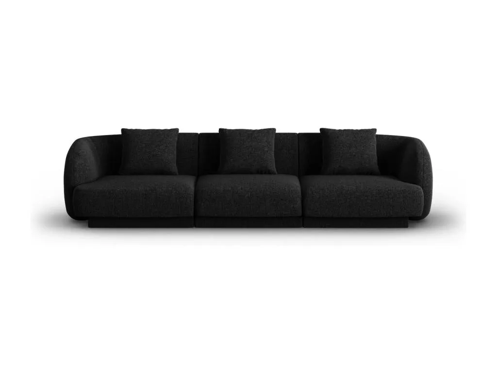 Sofá Biocasahogar 3 plazas - Tapizado en chenilla negra 255x90x70 cm QG0269822