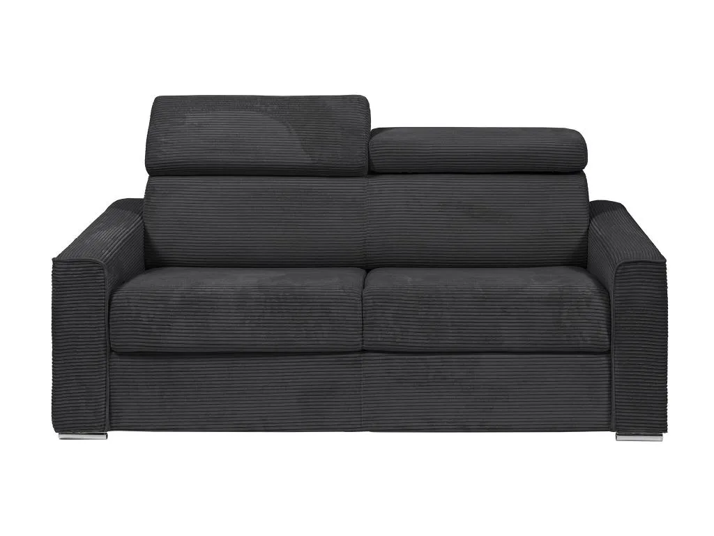 Sofá cama de 4 plazas de apertura rápida de pana gris - Somier de láminas de 160 cm - Colchón de 18 cm - Mobtrendy gunq29299