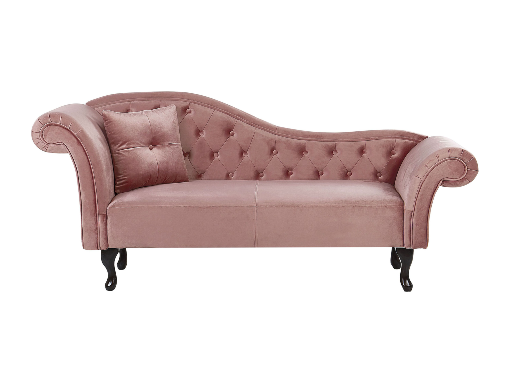 Chaise longue de terciopelo rosa izquierdo LATTES
